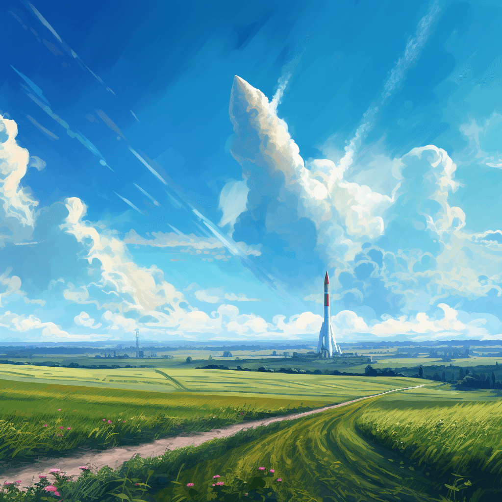 A rocket sitting on the launch pad